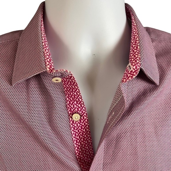 Ted Baker Mens Button Down Dress Shirt Pink Purple Contrast Cuffs Size 16 - Picture 5 of 10